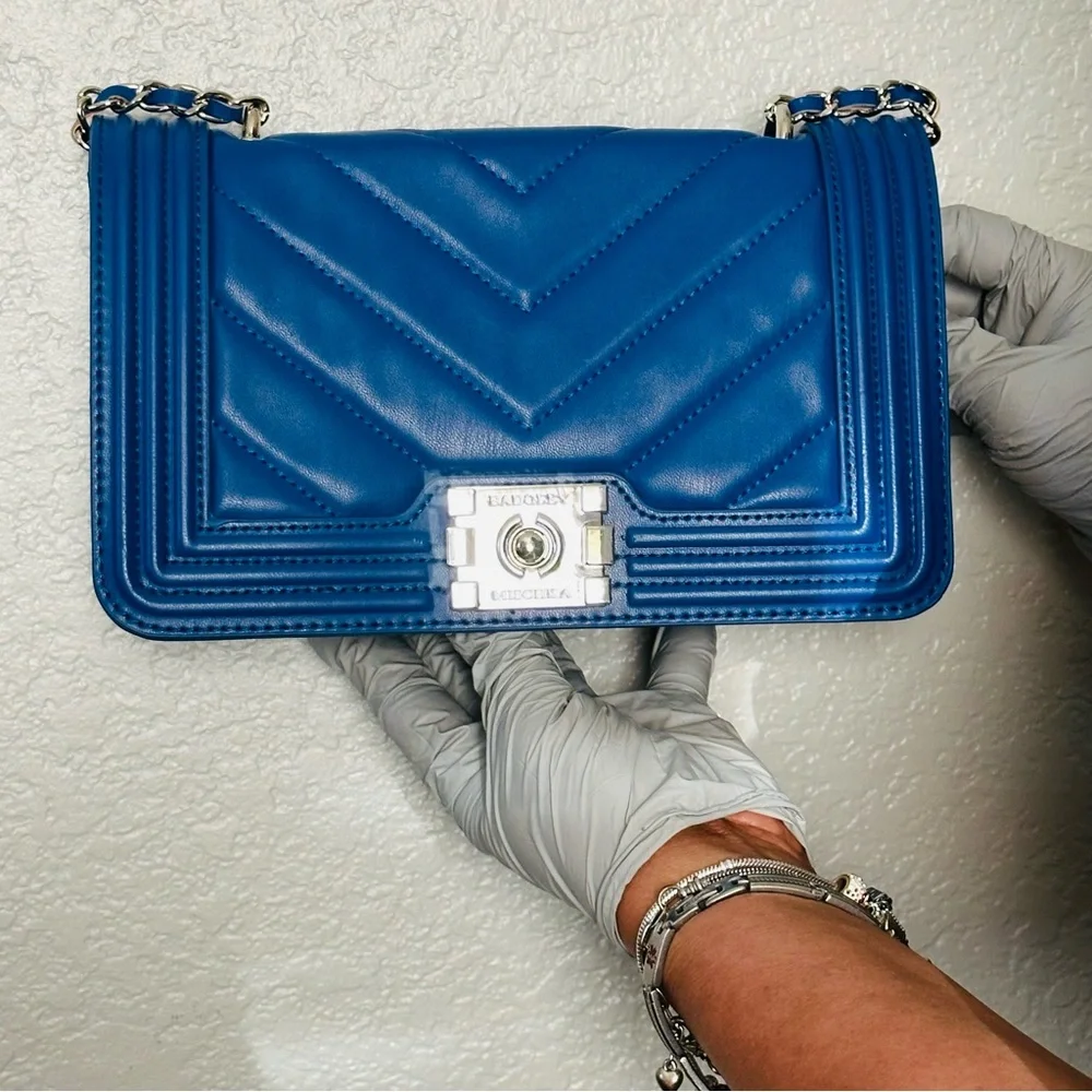 Badgley Mischka Royal Blue Quilted Crossbody Vegan Leather Bag – NWT - Picture 1 of 3